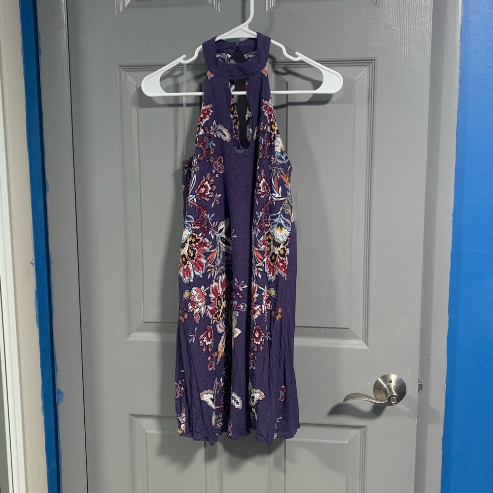Floral purple sleeveless dress
